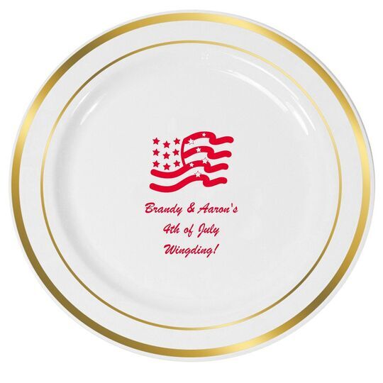 American Flag Premium Banded Plastic Plates